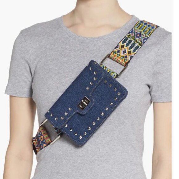 Denim Guitar Strap Steve Madden Belt Bag NWT - Picture 5 of 7